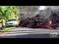 5-5-2018 Leilani Estates - Hawaii Volcano - Lava Flows Busts Gate - Overtakes Homes and Vehicles