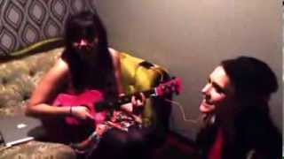 Skating Polly Practicing Blue Obvious With Kate Nash In Their Dressing Room.