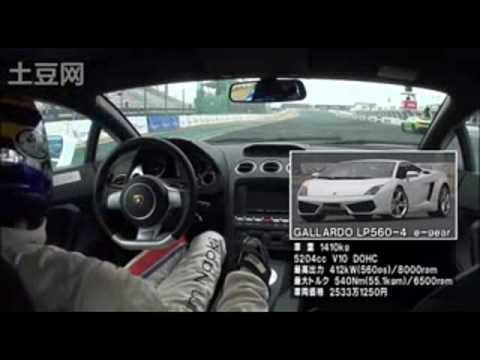 Lamborghini Gallardo VS Nissan GTR at Tsukuba racetrack Tsukuba 5laps 