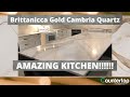 Brittanicca Gold Cambria Quartz Color Countertop with Island