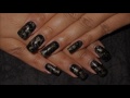 Black & Gold Water Marble Nail Art Tutorial