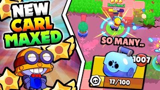 CARL MAXED! TOOK SO MANY BOXES... NEW CARL STAR POWER GAMEPLAY IN BRAWL STARS! MAX CARL GAMEPLAY!