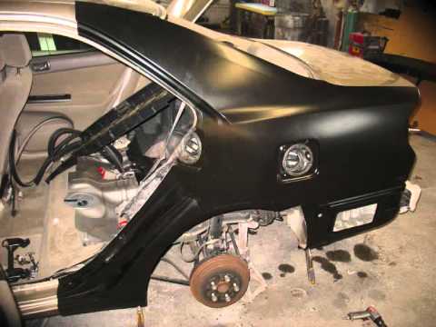 Замена и ремонт заднего крыла Toyota Camry 5, видео.
