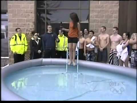Reporter gets wet jumping a pool