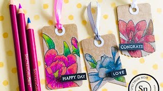 How to color on Kraft Paper with Spectrum Noir | Gift Tag Making | Ruchi’s Crafeteria