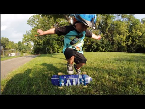 2 Year Old Tries A Skateboard Trick!