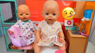 Baby Born doll sick day Routine feeding and changing baby doll