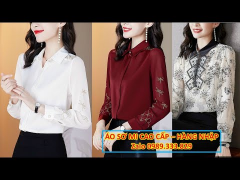 Những mẫu áo sơ mi nữ đẹp dễ thương sang trọng, áo sơ mi công sở hàng nhập