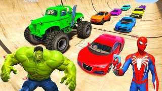 Spider-Man Vs Hulk Vs Superheroes Crazy Mega Ramp Challenge In Gta 5