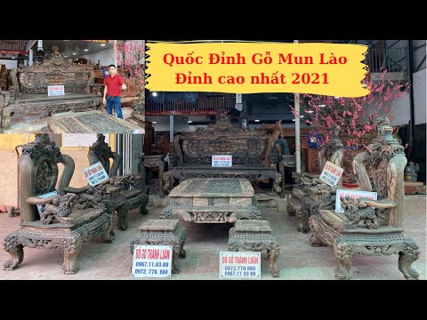 Bộ bàn ghế quốc đỉnh gỗ mun Lào đẹp nhất làng gỗ việt Nam
