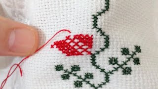 ETAMİN HAVLU İŞLEME | KANAVİÇE YAPIMI | ETNİK DESEN | Hand Embroidery
