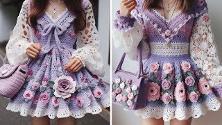 💜 beautiful purple 💜 crochet dress designs 💜#crochet #knitted #design #fashion