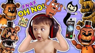 OH NO! BABY Shawn vs. FIVE NIGHTS at FREDDY'S 1,2, & 4   He Calls BENDY & the INK MACHINE (FGTEEV)