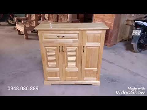 Tủ giày dép gỗ thông 3 cánh giá 2.100.000 - Pine wood shoe cabinet
