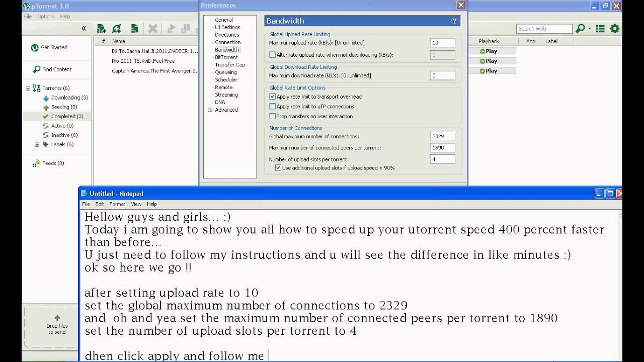 how to speed up utorrent download speed