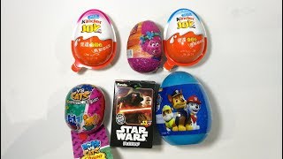 kinder surprise egg Star Wars dogs vs cats chupa chups Trolls PAW Patrol