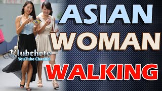 Hot Asian Woman Walking Image Long Legs In Hose Short Skirt And High Heels
