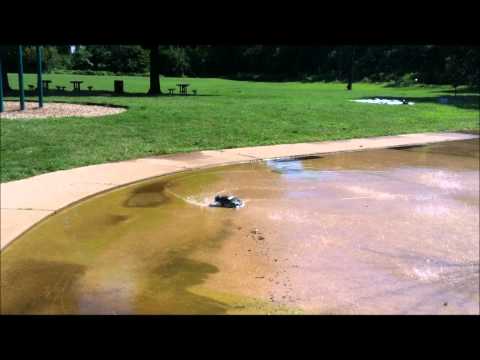 Traxxas Ford Fiesta drifting in some water Broke the steering servo in the