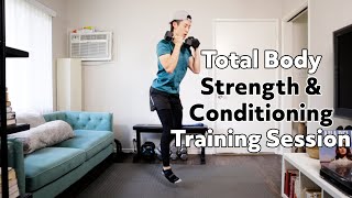Total Body Workout (Strength and Conditioning) w/ Dumbbell+Booty Band+Bench // Vita Cors