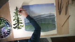 Time-lapse of trees painting, creative process