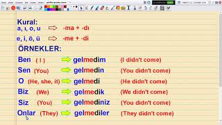 Learn Turkish Lesson Simple Past Tense Negative And Question - Görülen Geçmiş Zaman Olumsuz Ve Soru