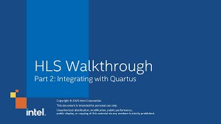 HLS Walkthrough Part 2: Integrating with Quartus
