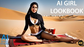 4K AI Art Lookbook Video of Arabian AI Girl ｜ Fantastical Journey of Barefoot Girl