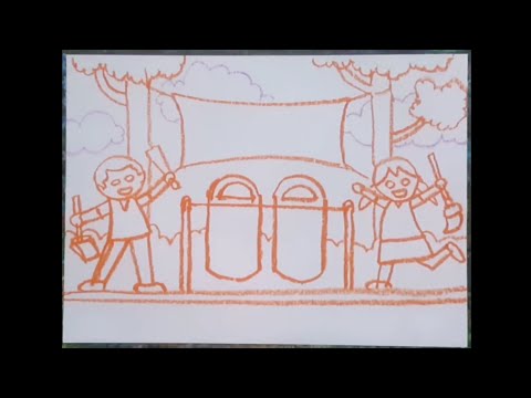 Cara gambar sketsa poster Kebersihan | Cara menggambar poster
