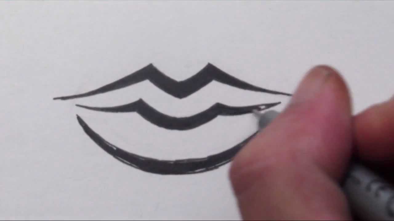 How To Draw Lips - Tribal Tattoo Design Style - YouTube