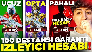 100 DESTANSI GARANTİ UCUZ ORTA PAHALI RANDOM İZLEYİCİ HESABI! ( FULL NADİR HESAP