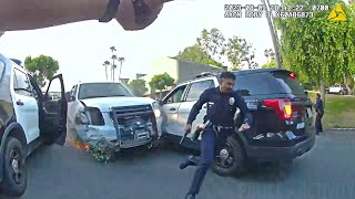 LAPD Cops Unleash a Barrage of Bullets on Suspect Who Rammed Multiple Police Cars