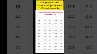 25 September 2025 Cl 10Th Science, Real Paper Objective And Subjective Jaldi Dekh Lo