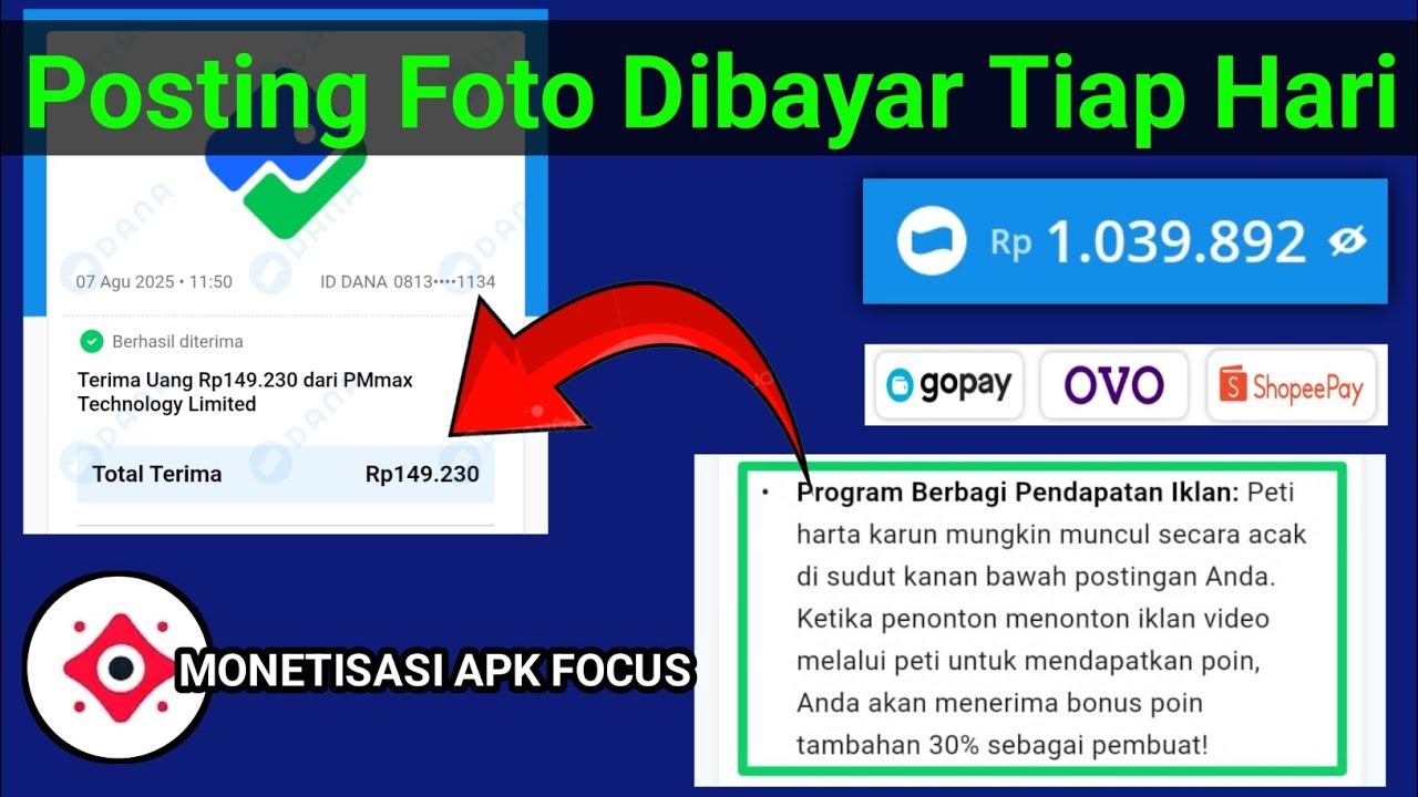 Posting photos paid every day || Monetization of APK Focus Posting photos paid every day || Monetization of APK Focus