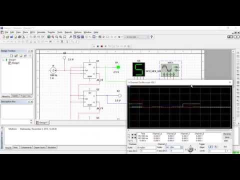 Multisim JK-FlipFlop counter Binary, Decimal and Osciloscope Multisim JK-FlipFlop counter Binary, Decimal and Osciloscope