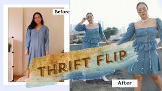 THRIFT FLIP| DIY Ngubah / Rombak Baju Bekas Jadi Super Kece! PERTAMA KALI | Indo