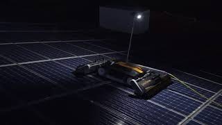 Solar panel cleaning during nighttime in Belgium