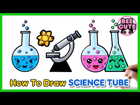 สอนวาดรูปหลอดทดลองวิทยาศาสตร์และกล้องจุลทรรศน์ | วาดรูปวันวิทยาศาสตร์ | Draw Science Stuff