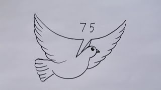 Kolay çizimler / 75'den güvercin çizimi / #rakamlardançizimler / Kuş çizimi