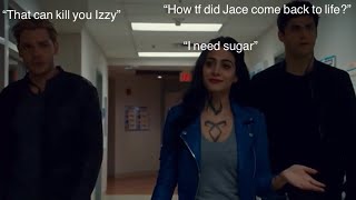 Jace, Alec and Izzy being chaotic siblings for 5 minutes straight