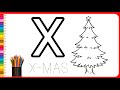 How to draw Christmas Tree , Christmas tree drawing, X for Xmas, Christmas painting ,