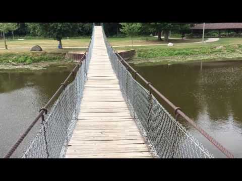 A quick walk across Michigan&#039;s scariest bridge, the Croswell Swinging Bridge in Croswell