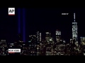 Raw: Tribute in Light Shines for WTC Victims