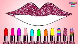 Learn Colors With Cute Lipstick Color Gritter And Lips Coloring Page Art Design Game For