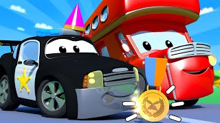 The Parade and the plane truck ! Carl the Super Truck - Car City ! Cars and Trucks Cartoon for kids
