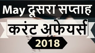 May 2018 Current Affairs in Hindi - Second week part 1 - SSC CGL/ IBPS/ SBI/ RBI/ UGC NET/ UPSC/ PCS