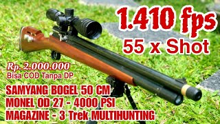 1410 Fps... Pcp Samyang Bogel 50 Cm, Monel Od 27 - 4000 Psi, Magazine- 3Trek Multihunting 2Jt