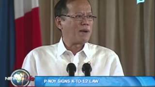 NewsLife: President Aquino signs K-to-12 Law