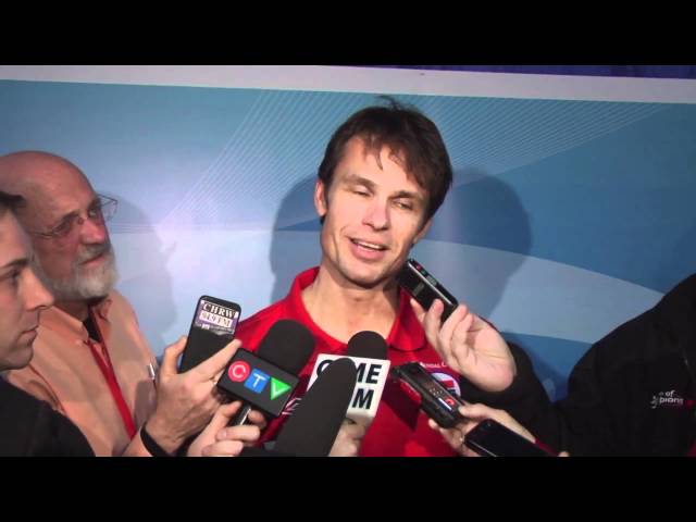 2011 Ford World Men's Curling Championship - Draw 17 Media Scrum