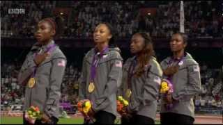 Women's 4x100m Relay Olympics London 2012. USA New World Record