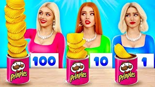 100 Kat Yi̇yecek Meydan Okumasi Ratata Boomdan 100 Dev Ve Küçük Yiyecekler
